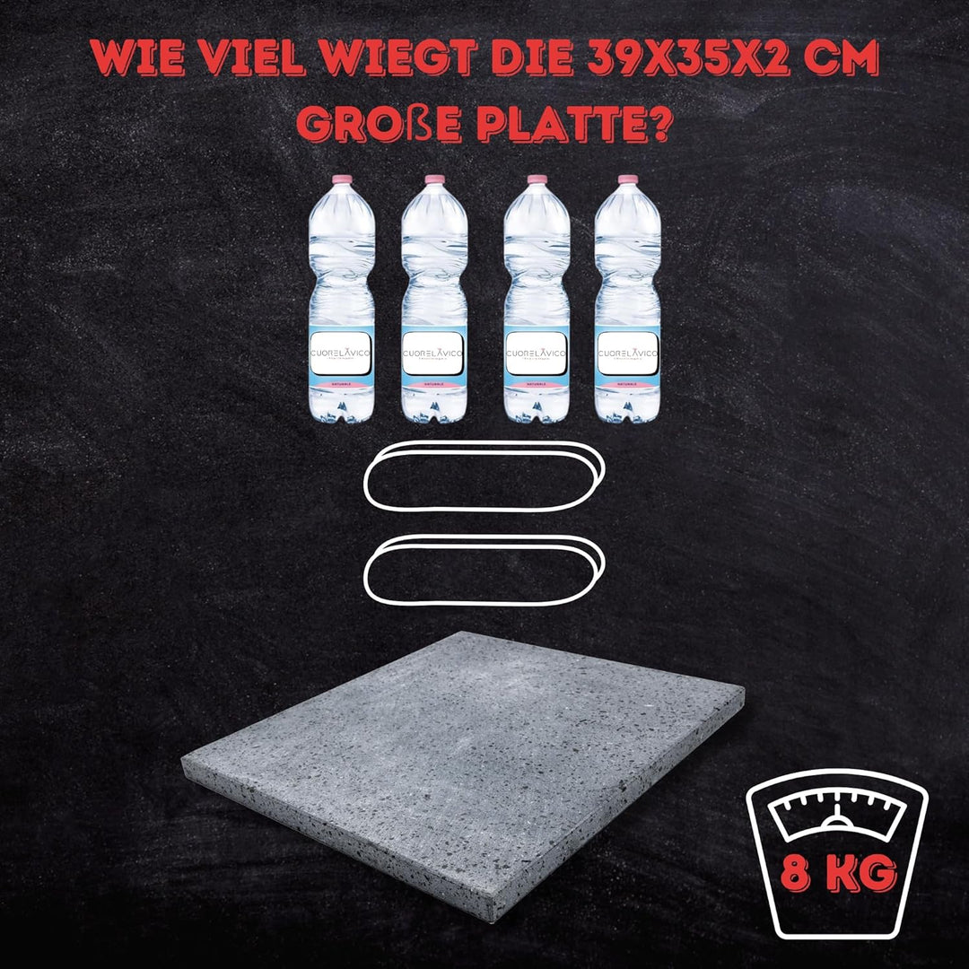 CUORE LAVICO - Ätna Lavastein für Pizza 39x35 x 2 cm | Pizzastein für für backofen und Grillofen für