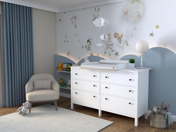 Wickelaufsatz mit Platte für Hemnes von IKEA, Wickeltischaufsatz für 50x160 cm Kommoden, Abnehmbar W