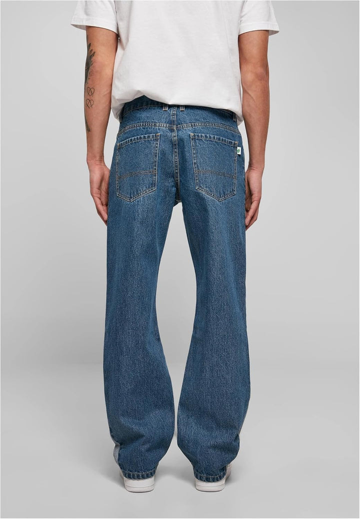 Urban Classics Herren Hose, Organic Triangle Denim Jeans aus BIO-Baumwolle, weites Bein mit Einsatz