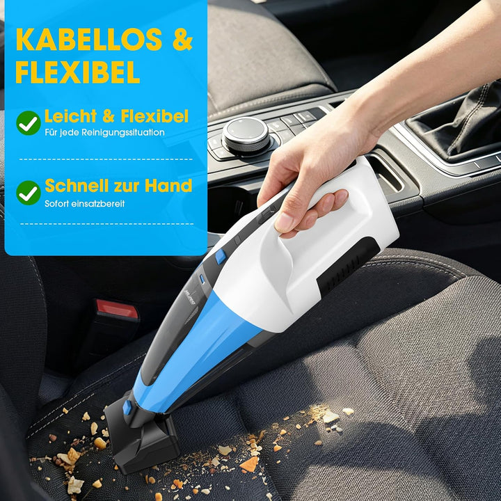 Kabelloser Tierhaar Handstaubsauger mit Doppelmotor, HEPA Filter Blau, Blau