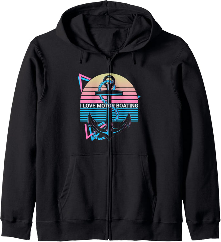 Bootfahren Retro I Love Motorboot Kapuzenjacke