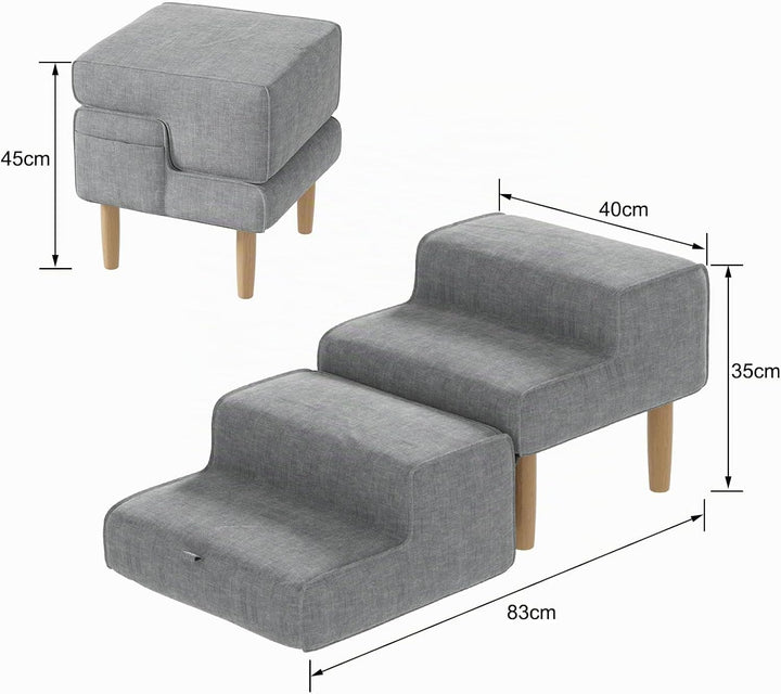 Hundetreppe,2-in-1 Haustiertreppe Klappbar Treppe Hund, Hundetreppe für Kleine &amp; Grosse Hunde, Trepp
