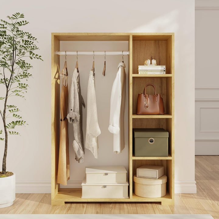 [en.casa] Kleiderschrank Nesbyen Eichenoptik 126 x 90 x 30 cm, Eiche