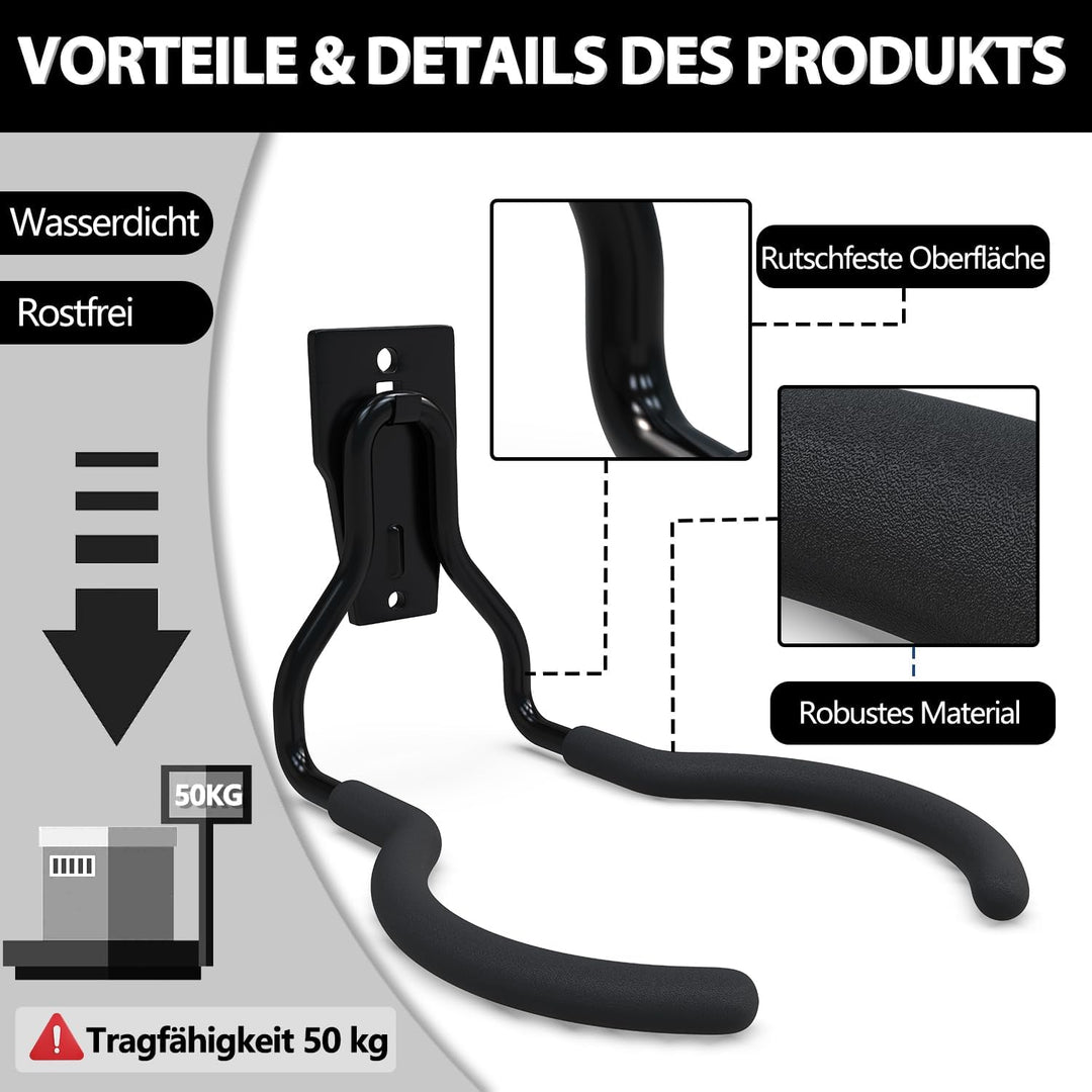 3-H 6 Stück Wandhaken Garage Wandhalterung Motorsense Halterung Wand, Rasentrimmer Aufhänger Schwerl