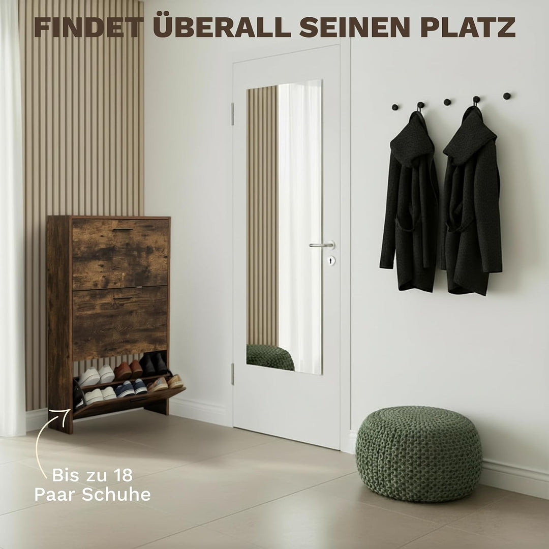 CATAVANA Schuhschrank Schmal - 3 Fächer für 18 Paar - Schuhregal Geschlossen - Platzsparend &amp; Modern