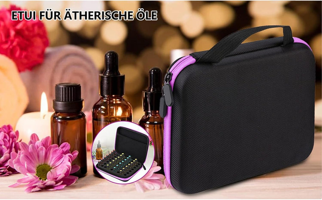 Omabeta Aufbewahrungskoffer für ätherische Öle 63 Steckplätze Tragbarer Aromatherapie Ölbeutel Koffe
