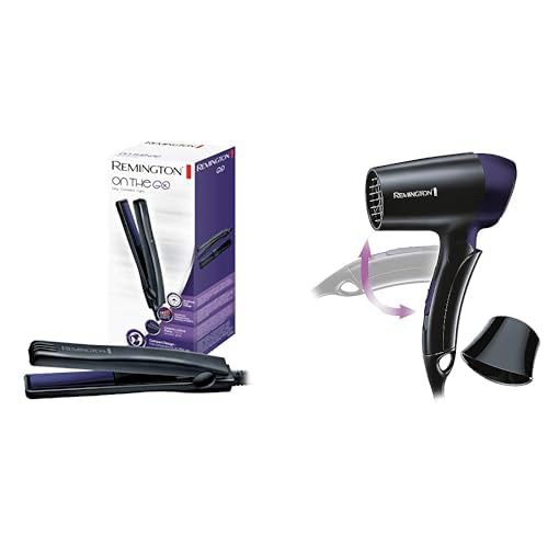 Remington Styling Reiseset On The Go: Mini-Haarglätter + klappbarer Reisehaartrockner 1400 Watt Ange