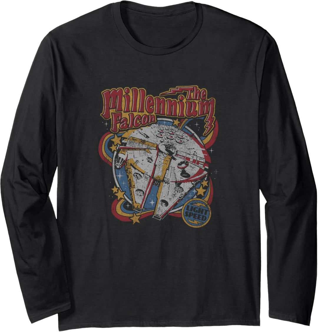 Star Wars The Millennium Falcon Light Speed Retro Colors Langarmshirt