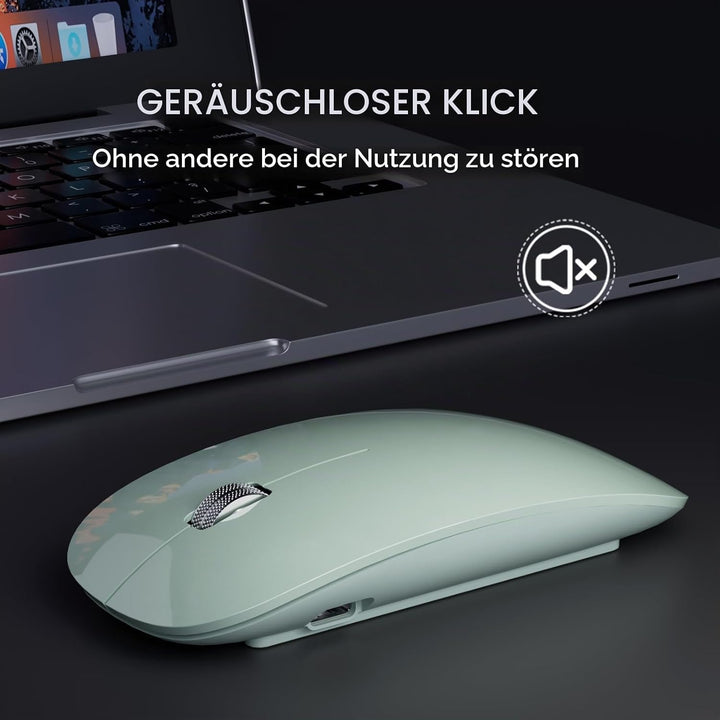 Uiosmuph G11 kabellos Maus, Leise USB-C aufladbar Wireless Mouse,Grün, Grün
