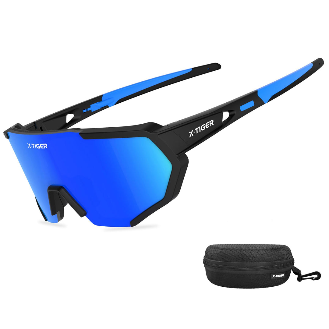 X-TIGER Fahrradbrille, Herren Damen Sportbrille, UV400 mit 5 Wechselgläser,Starker TR90 Frame, mit M