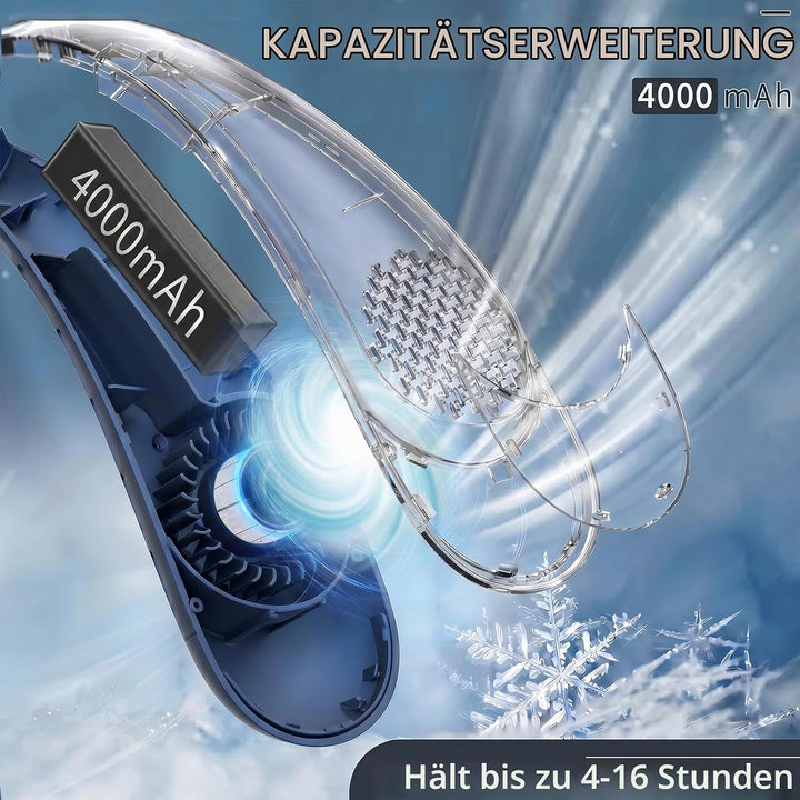 ASNUG Tragbarer Halsventilator, blattloser Halsventilator Blau, Blau