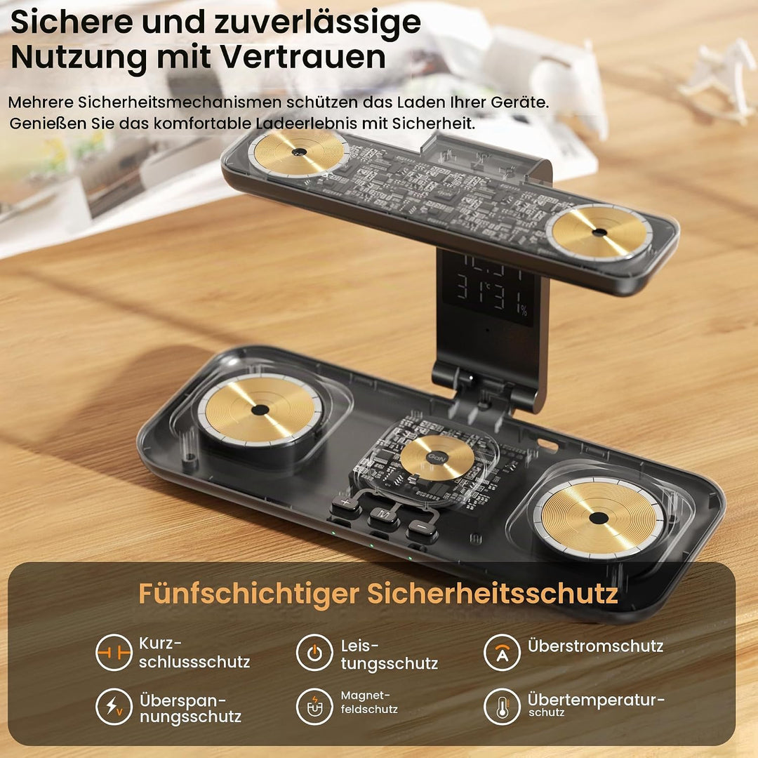 7‑in‑1 Multi Ladestation für Apple Watch Ladestation Mehrere Geräte Apple Mattschwarz, Mattschwarz