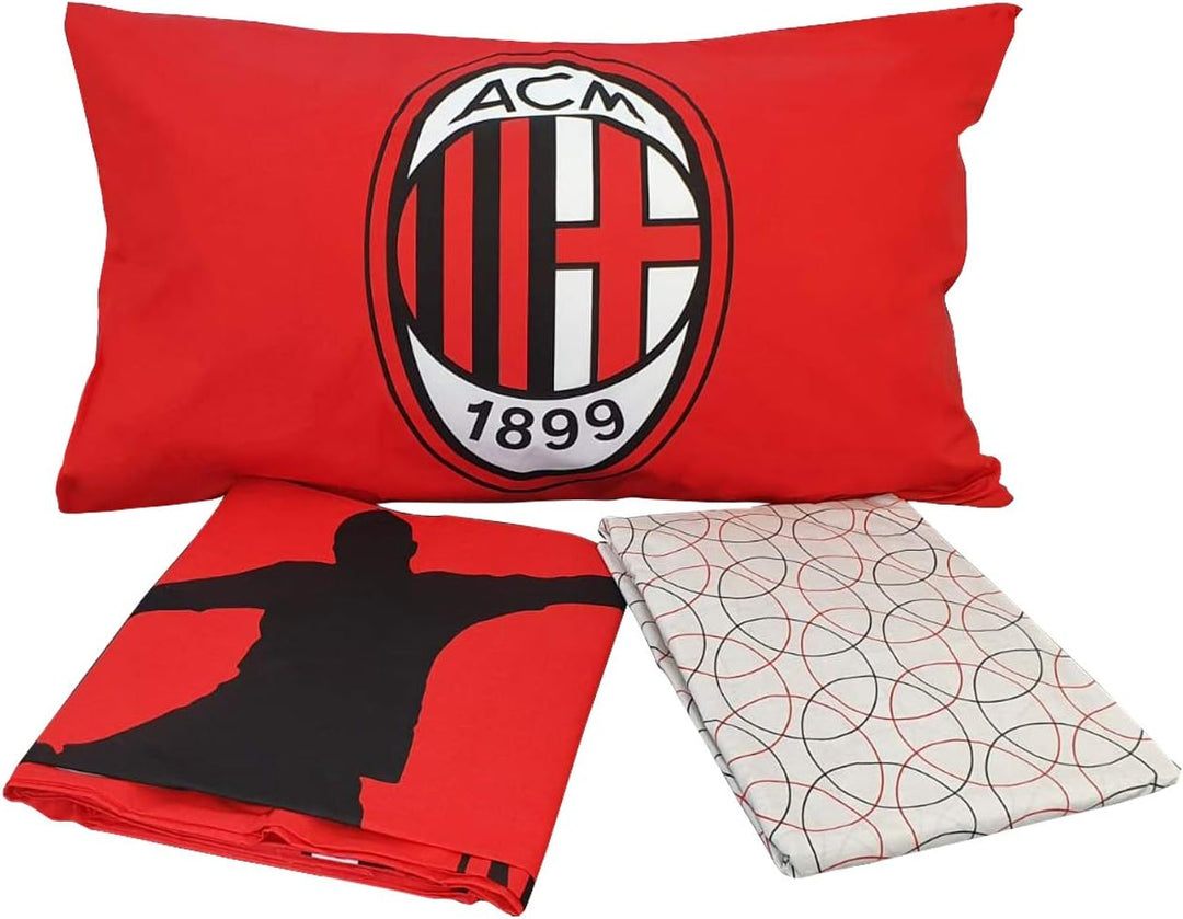 AC Milan Bettwäsche, Baumwolle, Rot, Schwarz, Einzelbett