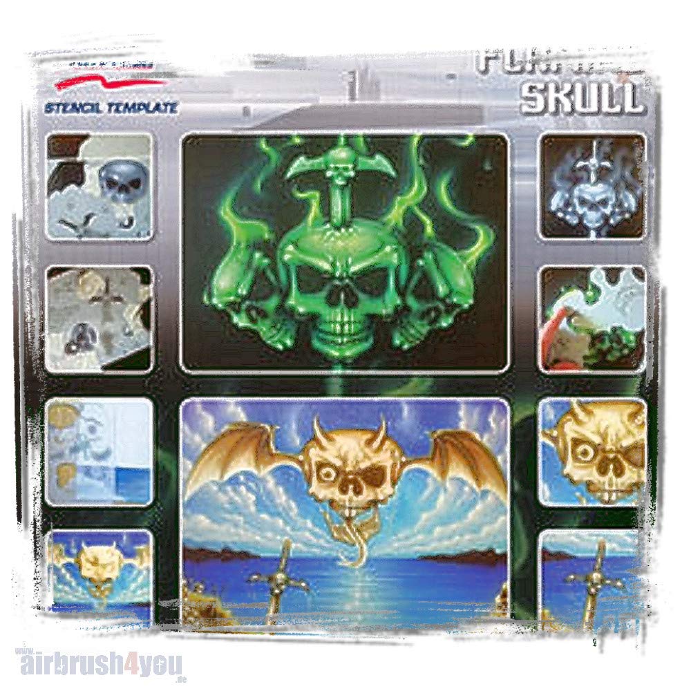 Airbrush Stencil Templates Flaming Skull 410136 Harder &amp; Steenbeck