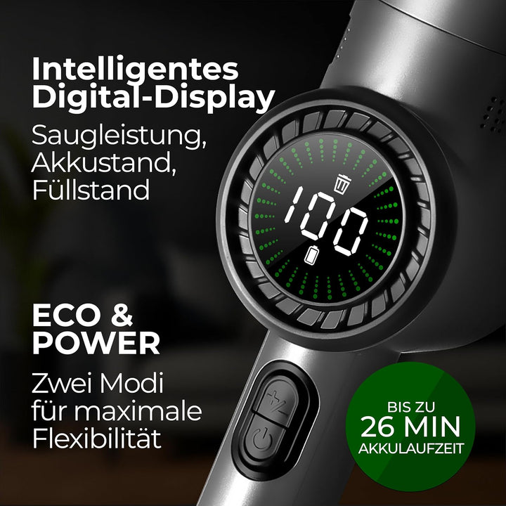LEBENLANG Kabelloser Handstaubsauger Akku 17000PA I TESTSIEGER I Inkl. Starker LI-Akku &amp; Standhalter
