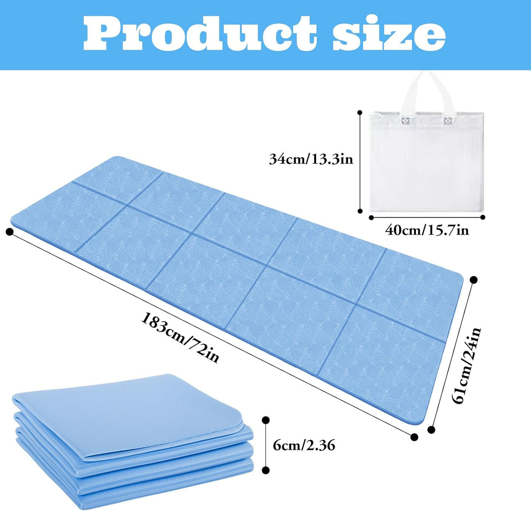 Klappbare Yogamatte, Faltbare Yogamatte Reise Leicht 183 x61x0.4 cm Rutschfest Tragbare Fitnessmatte