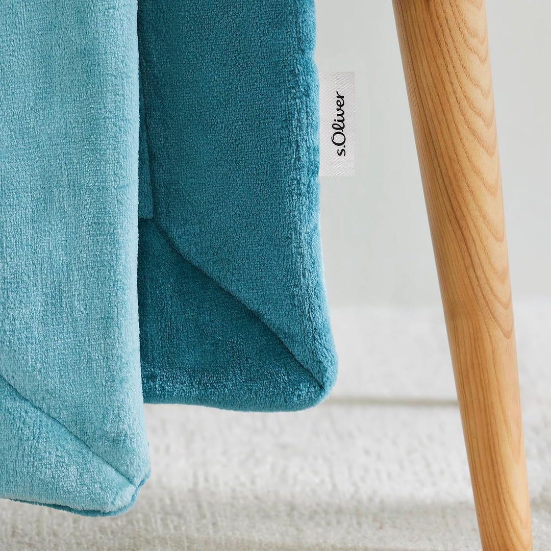 s.Oliver Doublesoft Kuscheldecke 150x200 - super kuschelig &amp; warm, Polyesterflausch Decke Petrol bla