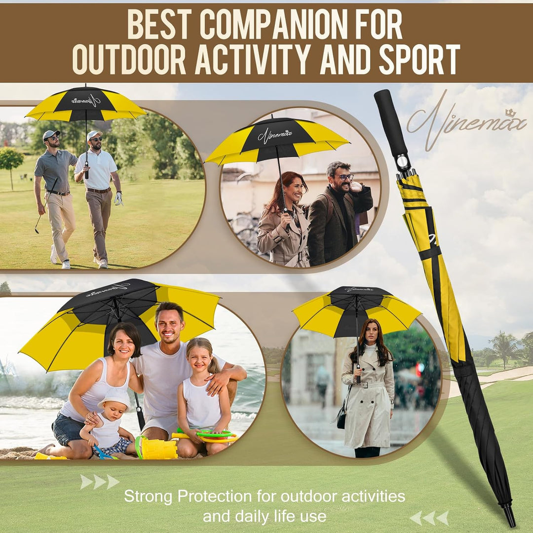 NINEMAX Golfschirm Gross Golf Regenschirm 62/68 Inch sturmfest Automatik Öffnen mit String Golf Rege