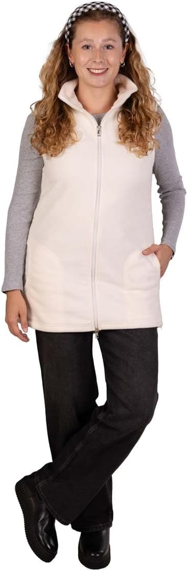 Viva la Mama - Trageweste aus Fleece, Winter Zusatzweste für Tragejacken - RERIK XL elfenbein - vorn