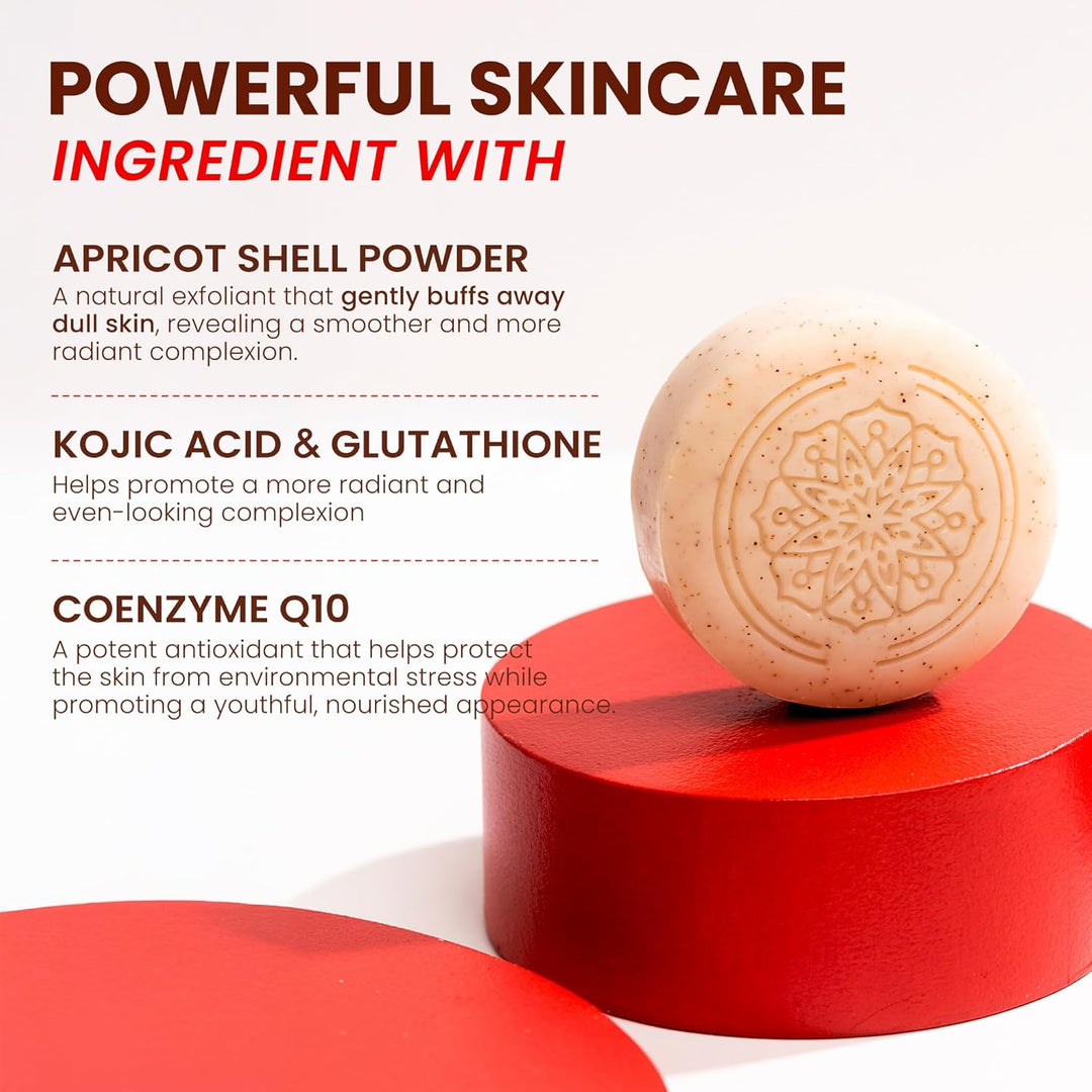 Koji White Kojic Acid Bump Eraser Body Scrub Soap for Exfoliation Butt, Elbow, Underarm with Glutath