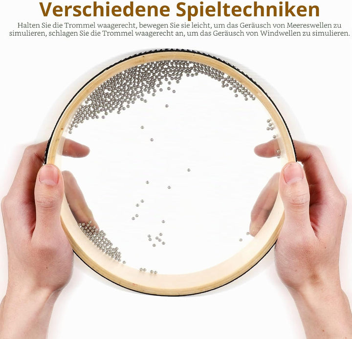 Vaguelly 2 Stück Ocean Drum, 20cm &amp; 30cm Ozeantrommel Welletrommel mit Transparent Trommelfelle, Han