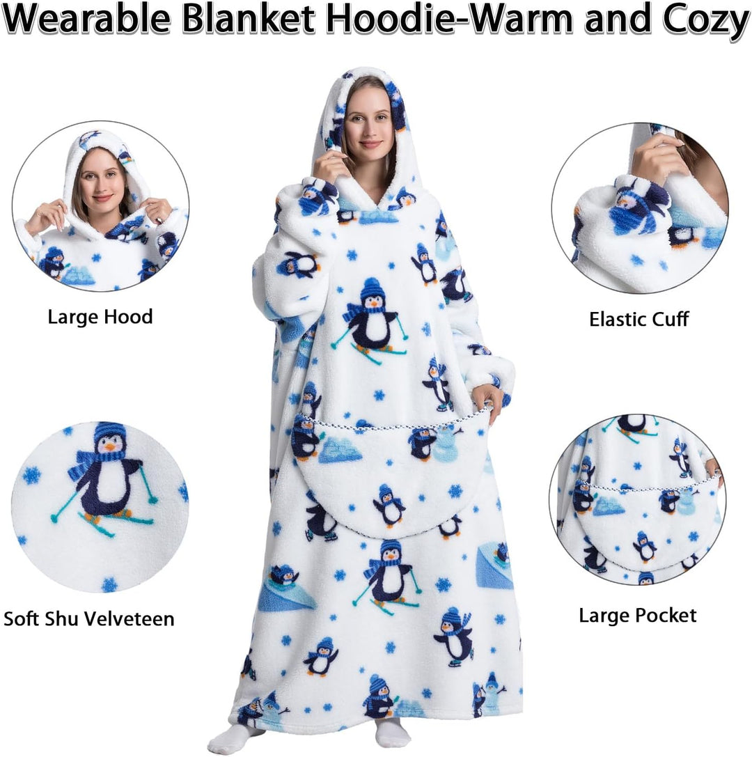 Verlängert Übergrosse Hoodie Decke,Decken Hoodie Damen mit Tasche und Kapuze,Superweiche und Warme K