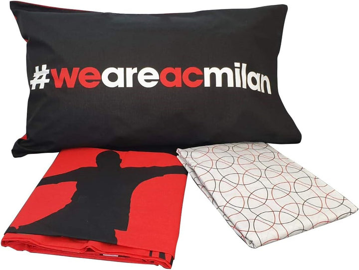 AC Milan Bettwäsche, Baumwolle, Rot, Schwarz, Einzelbett
