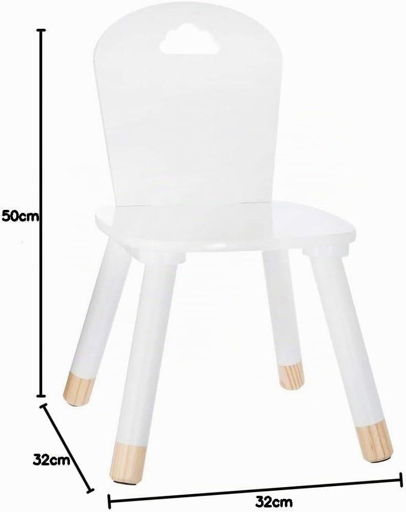 ATMOSPHERA Stuhl aus Holz für Kinder – Wolken-Dekor- Farbe WEIss, Weiss