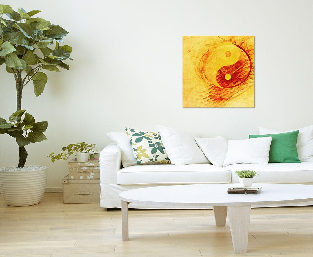 Paul Sinus Art Erdachtes Schicksal - Abstrakt391_60x60cm Bild auf Leinwand beige grau braun grün Abs