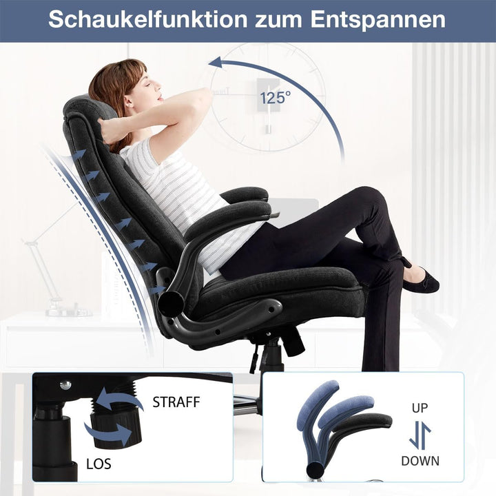 Bosmiller Ergonomischer Bürostuhl 180KG Verstellbare Schreibtischstuhl mit Hoher Rückenlehne und Bre