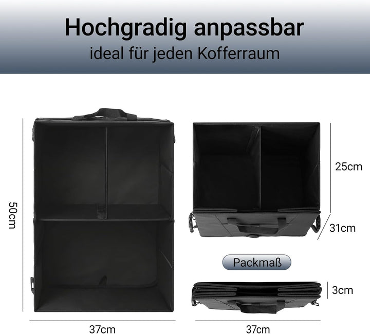 Kofferraum Organizer mit Deckel, Kofferraumtasche Faltbar &amp; Rutschfest, Auto Aufbewahrungsbox Stabil