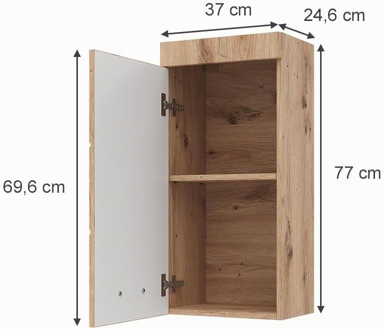 Vicco Badschrank Luna, Eiche, 37 x 77 cm Eiche Hängeschrank, Eiche Hängeschrank