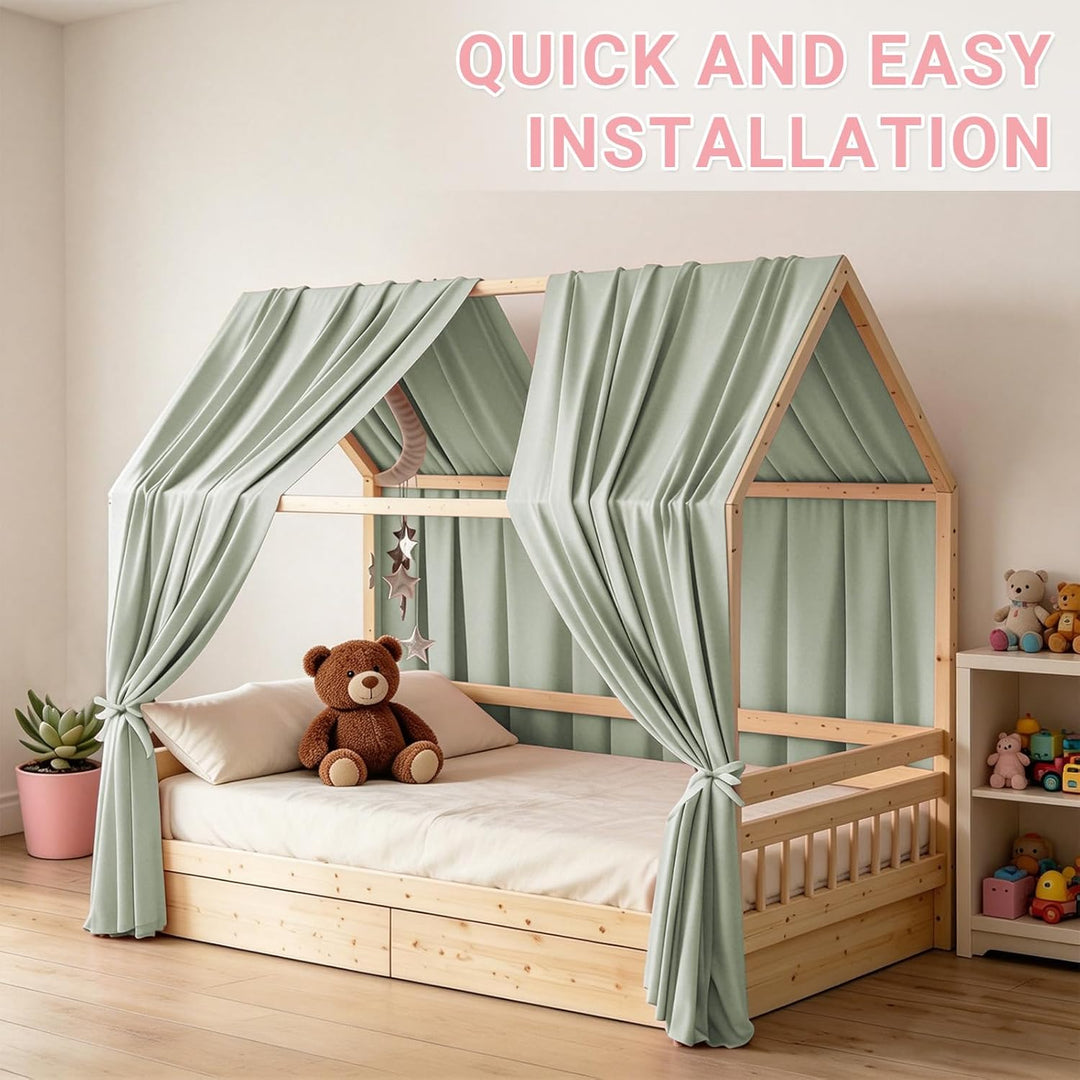 2 Stück Hausbett Himmel 67 x 270 cm Weich und Atmungsaktiv Baldachin Kinderzimmer Deko Betthimmel Ha