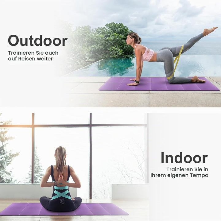 Flintronic Yogamatte Faltbar, Gymnastikmatte Rutschfest Leicht TPE, Fitnessmatte Tragbare, Sportmatt