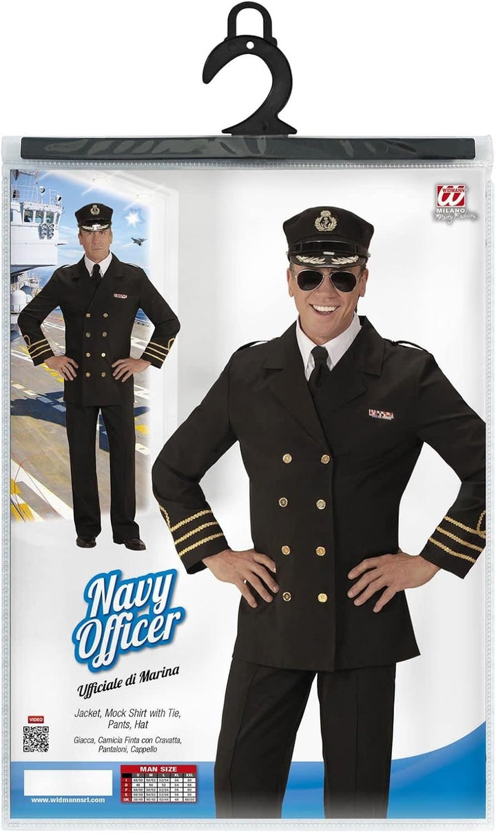 "NAVY OFFICER" (jacket, mock shirt with tie, pants, hat) - (S), S