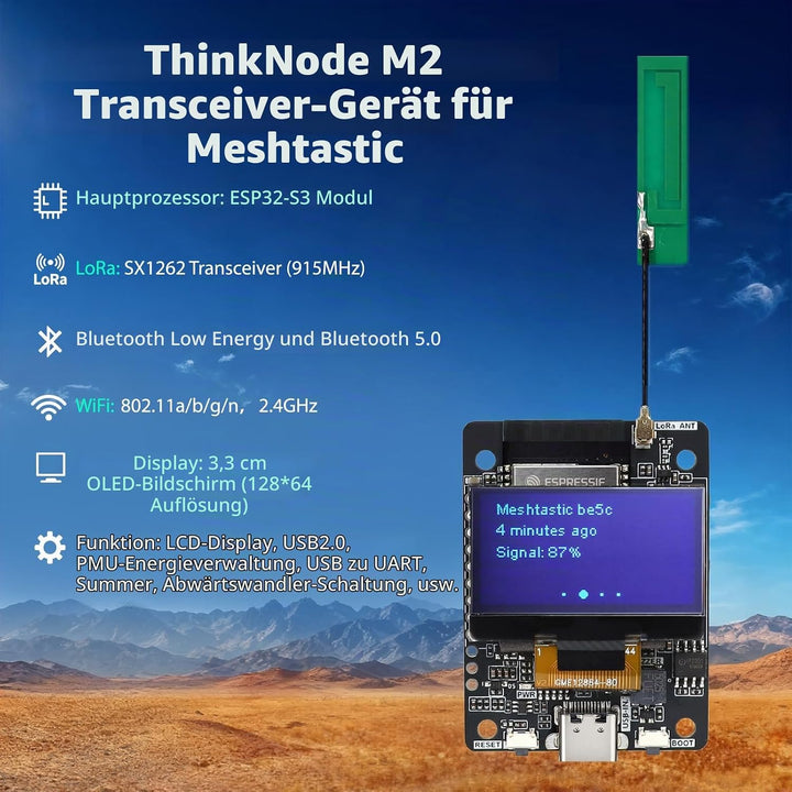 ELECROW Transceiver Kompatibel für LoRa Meshtastic mit GPS und ESP32-S3 - ThinkNode M2 mit 1,3-Zoll-