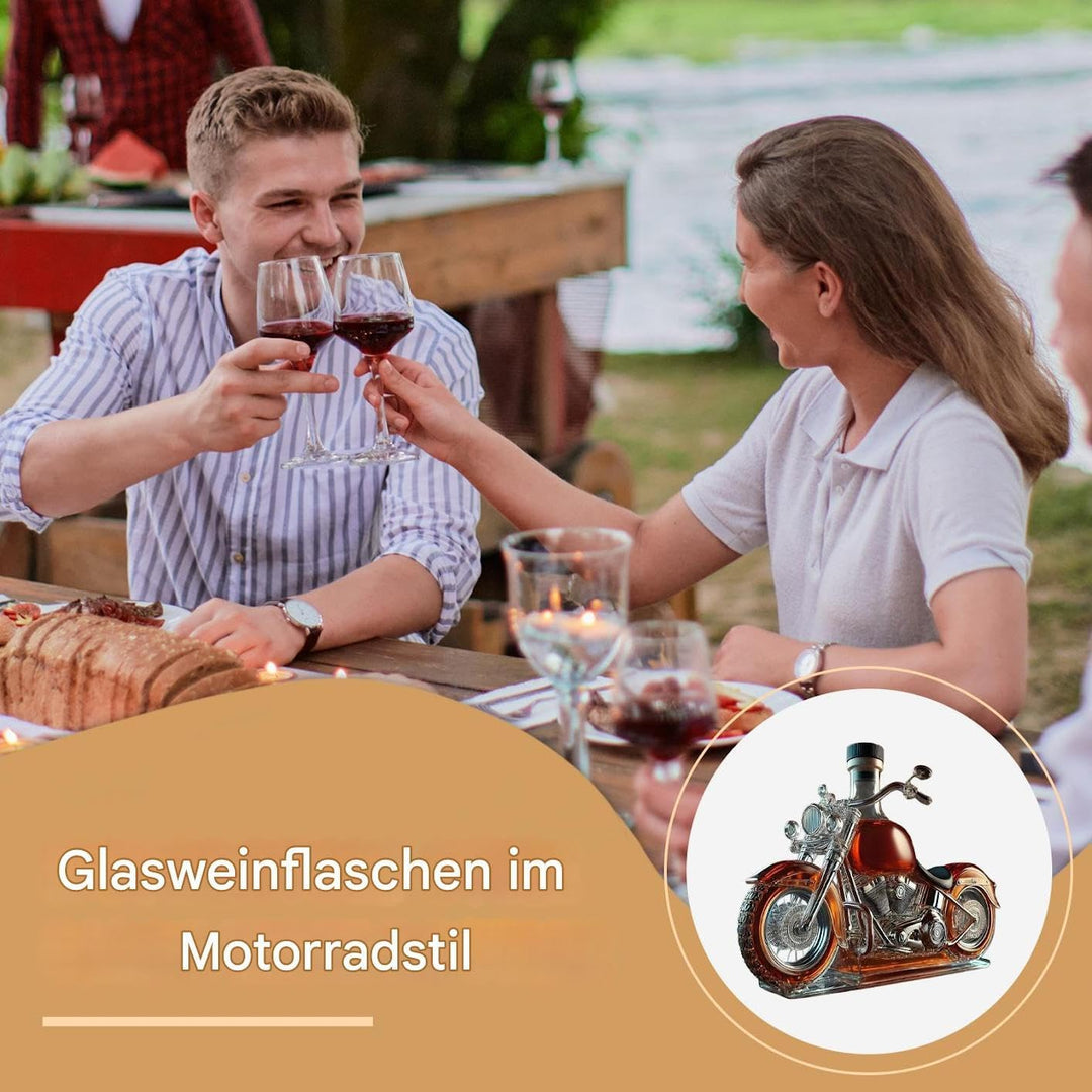 Weinflaschen Aus Glas Im Motorrad-Stil Mit Korken – 3D-Whisky-Dekanter Aus Glas Im Motorrad-Stil, Vi