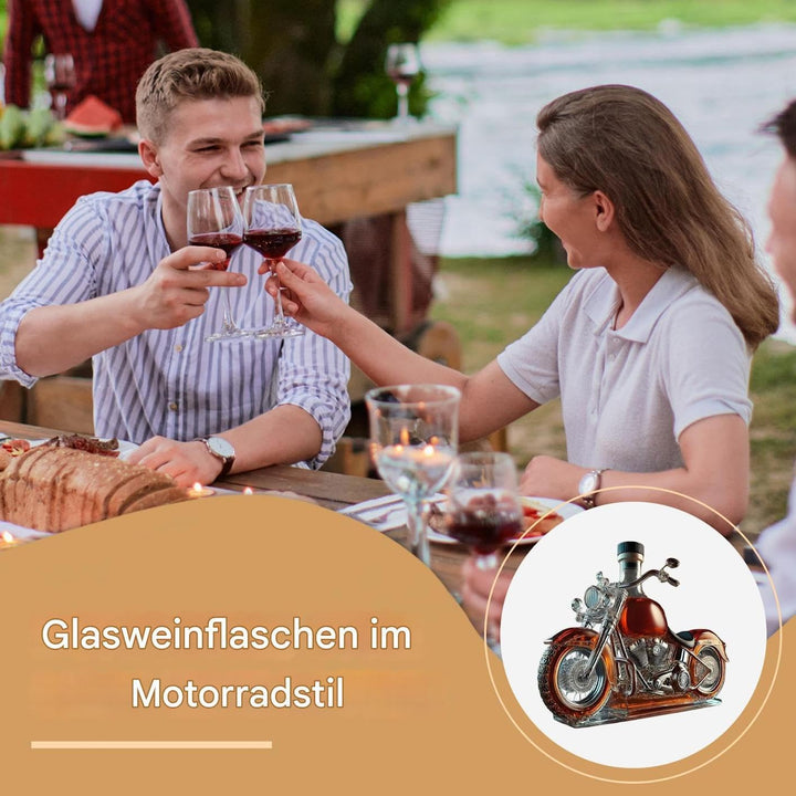 Weinflaschen Aus Glas Im Motorrad-Stil Mit Korken – 3D-Whisky-Dekanter Aus Glas Im Motorrad-Stil, Vi