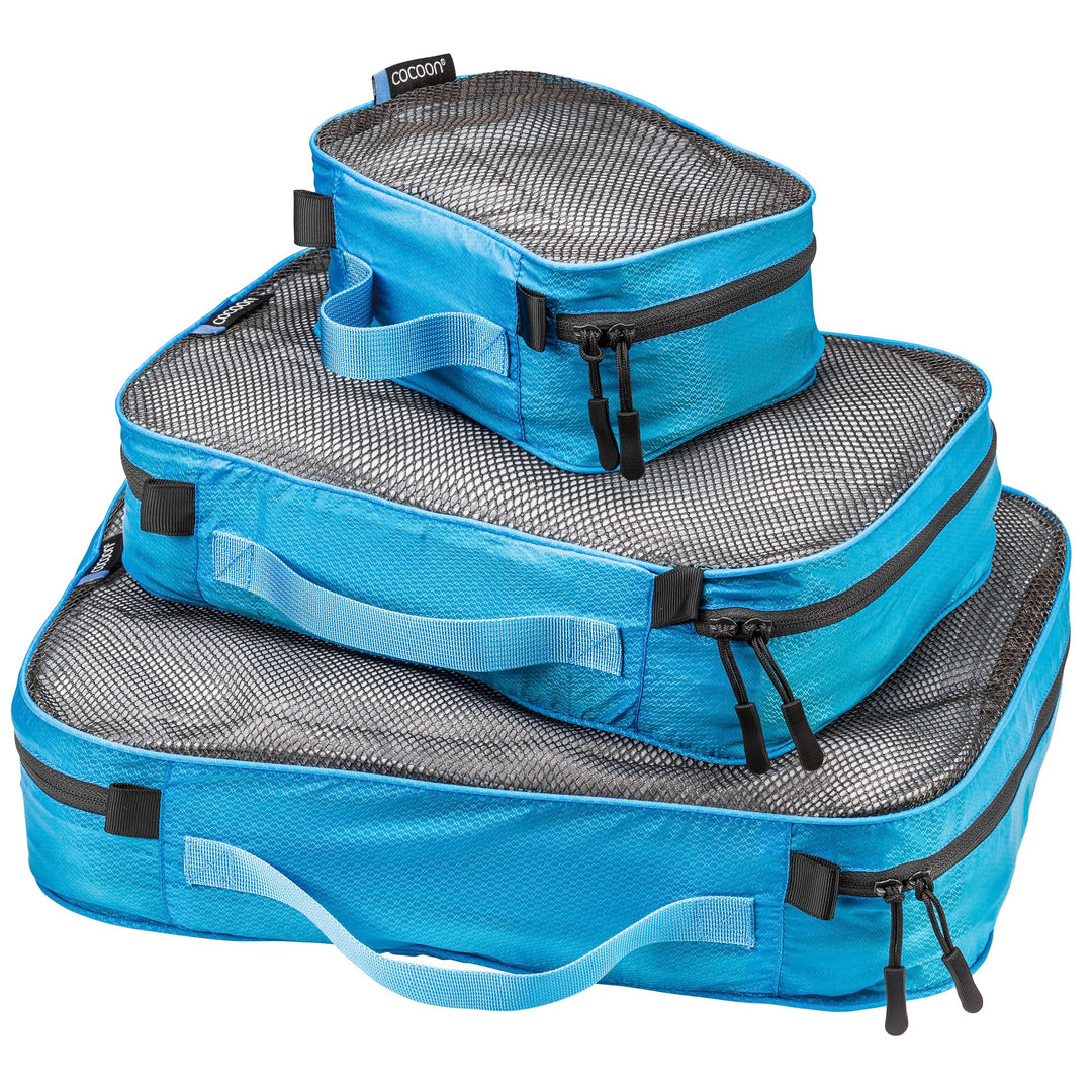 COCOON Packing Cube Ultralight Set - Packtaschen storm blue Blau 16 x 12 x 8 cm, 28 x 18 x 8 cm, 35