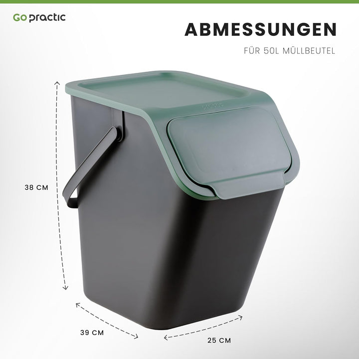 Go Practic Mülleimer Mit Deckel Küche 25 L Click-Function Abfalleimer Mülltrensystem Abfallbehälter