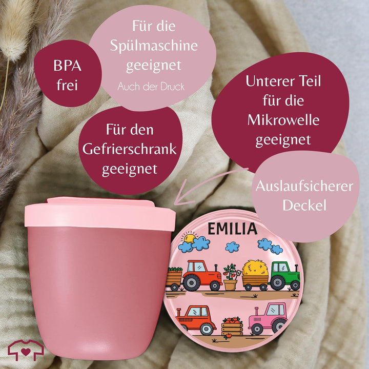 Shirtracer Mepal Müslibecher personalisiert Bauernhof Traktoren 1 Rosa, 1 Rosa