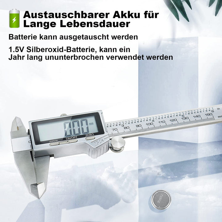 Messschieber Digitale 0-150mm/0-6 Zoll, IP54 Wasserdichte, Wasserdicht