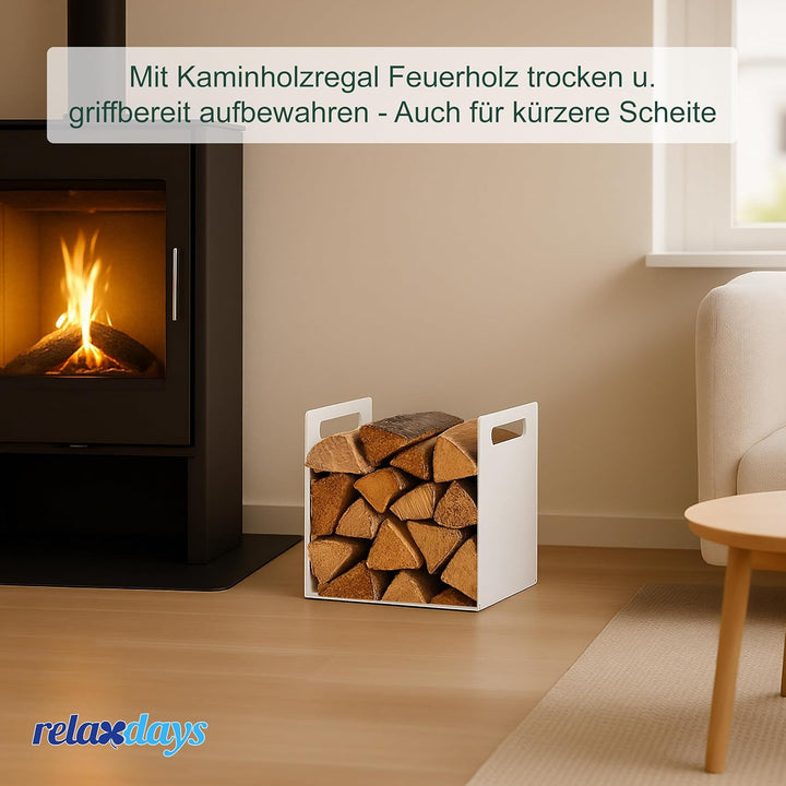 Relaxdays Kaminholzregal, Metall, modern, HBT: 35x40x30 cm, Brennholzregal für Feuerholz, Stapelholz