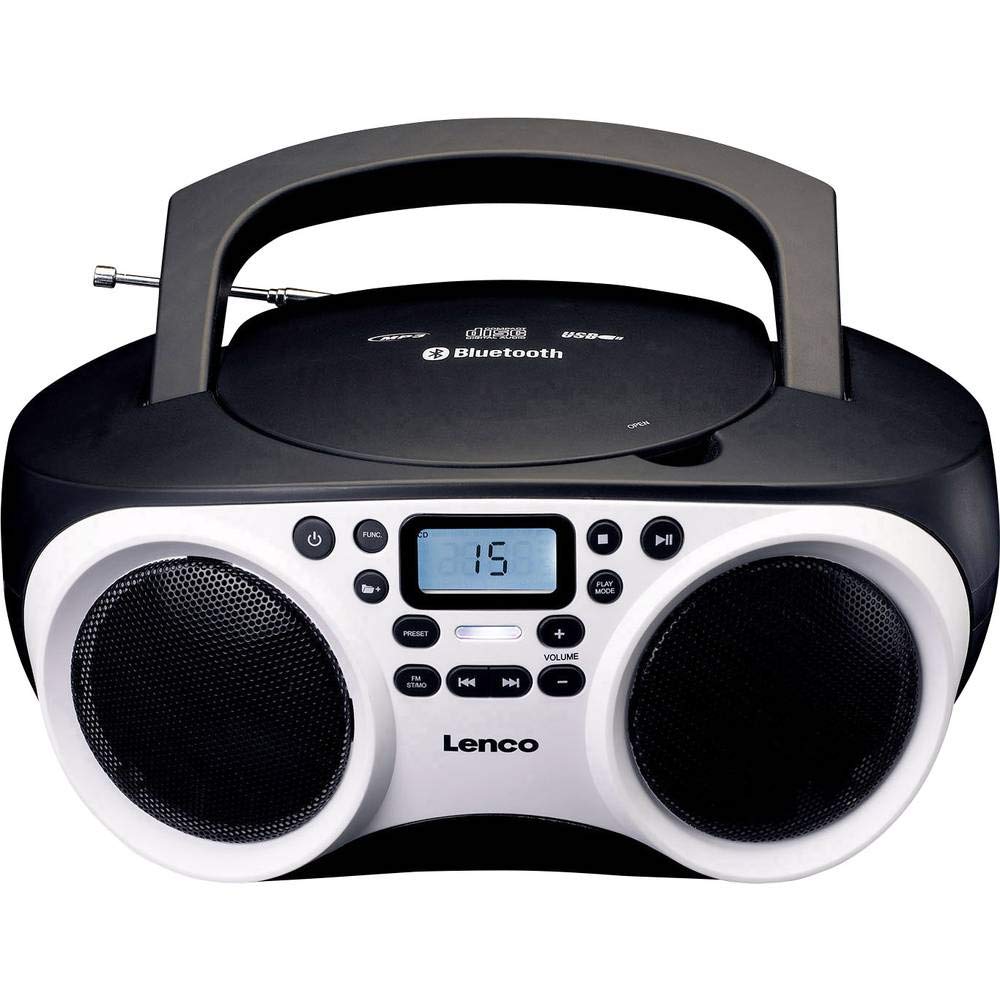 Lenco Radio CD-Player SCD-501 mit Bluetooth und USB in Weiss weiss / schwarz, weiss / schwarz