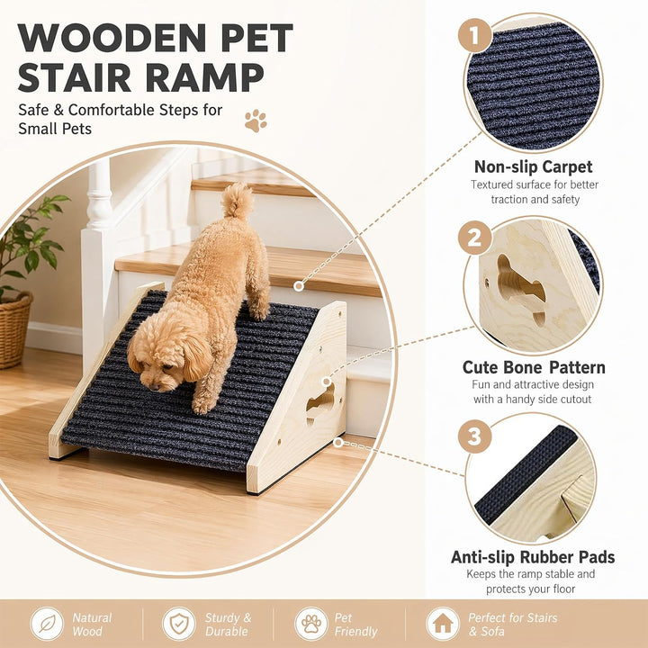 4 Stück Hunderampe, Hunde Treppe für Sofa und Bett, rutschfeste Haustiertreppe mit Teppichoberfläche