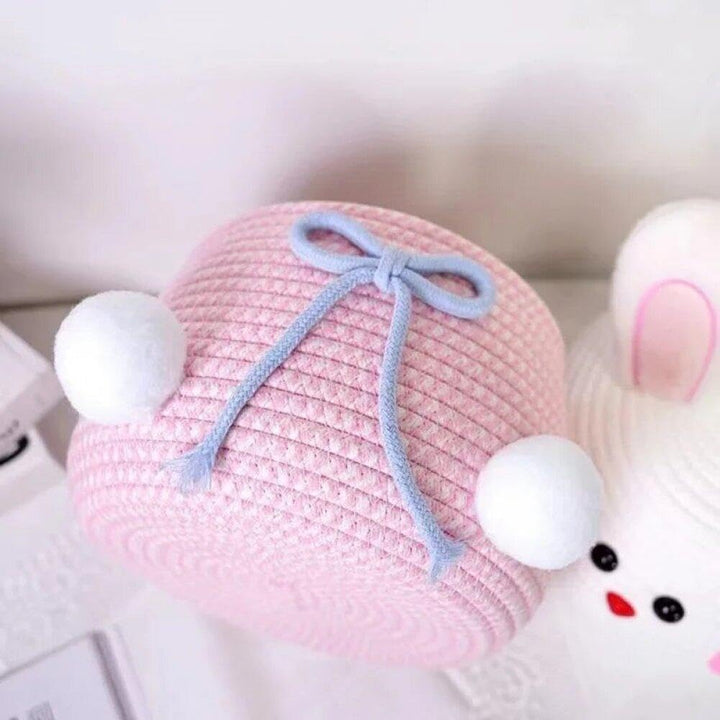 Cartoon Kaninchen Gewebter Korb Für Kleidungsstücke Snacks Aufbewahrung Kawaii Mädchen Prinzessin Ge