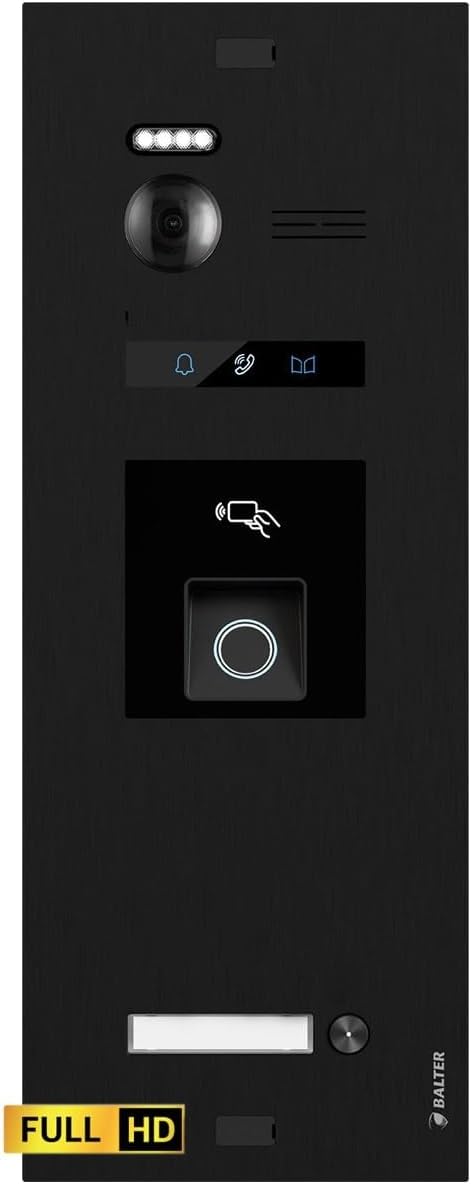Nonic Balter EVO HD Schwarz/Weiss Video Türsprechanlage mit Fingerprint Set für 1 Familienhaus (1x T