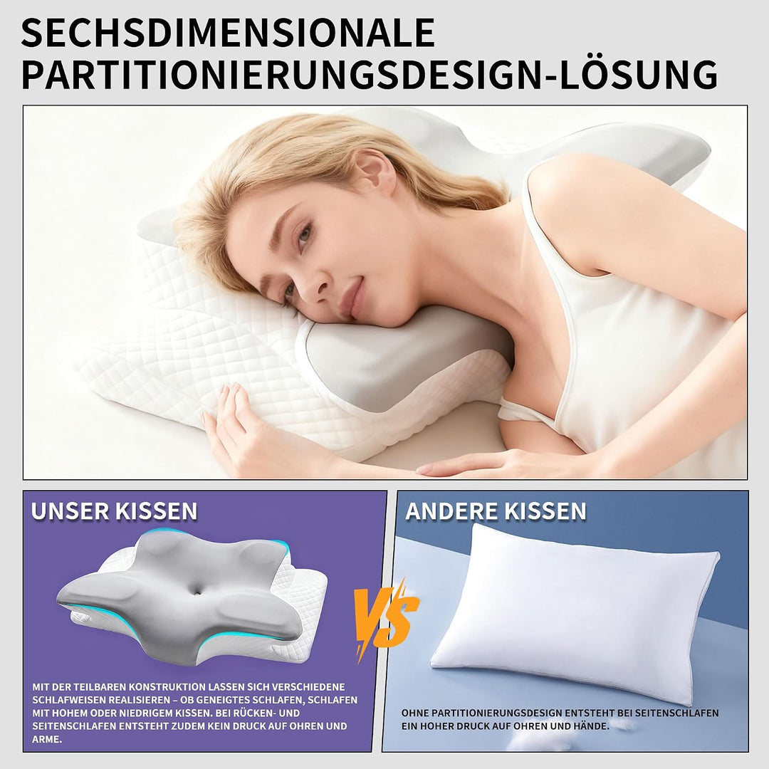 Ergonomisches Memory Foam Nackenkissen – Orthopädisches Kopfkissen mit Abnehmbarem Bezug, Perfekt fü