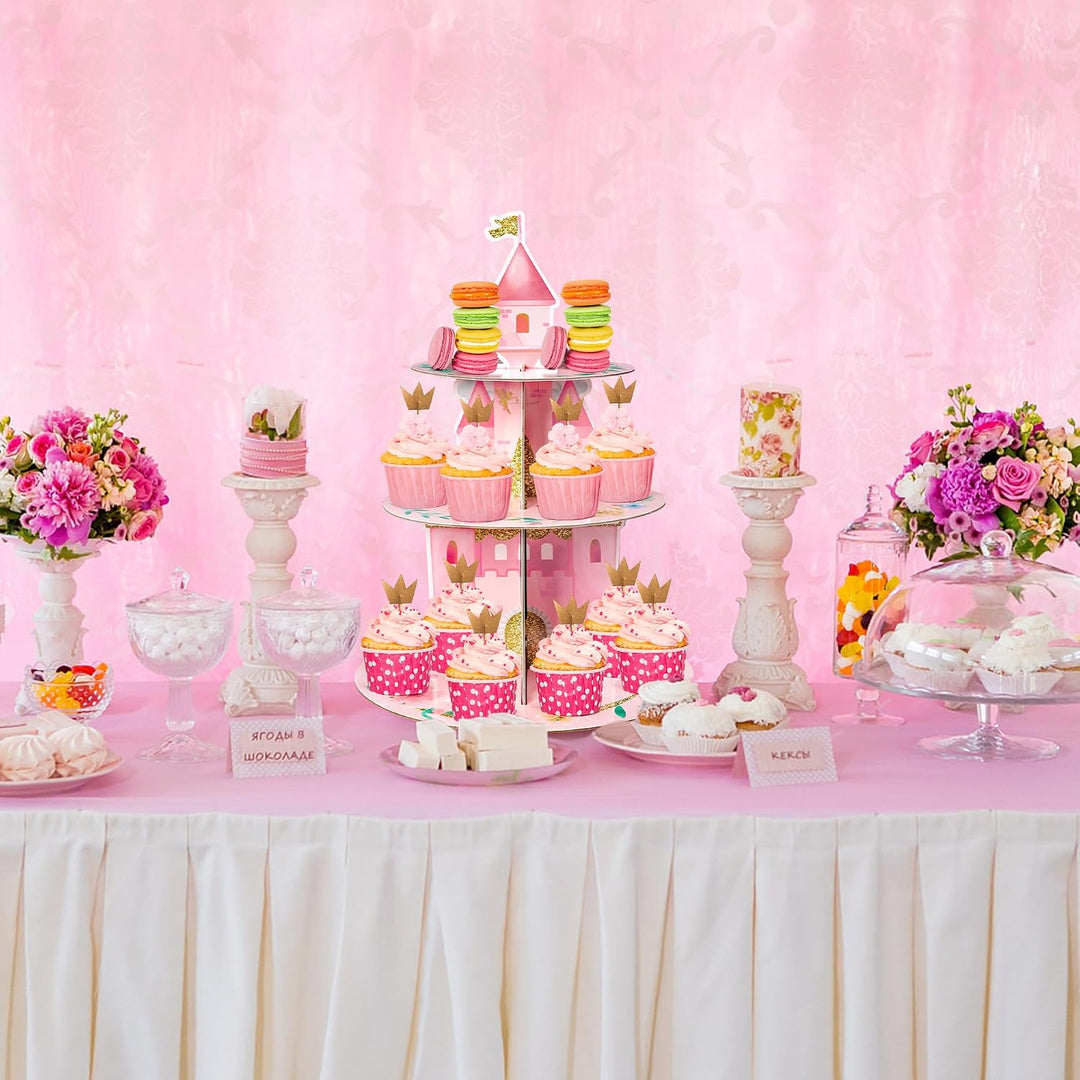 Rosa Watercolor Cupcake Ständer 2 Stück 3-stöckig Prinzessin Karton