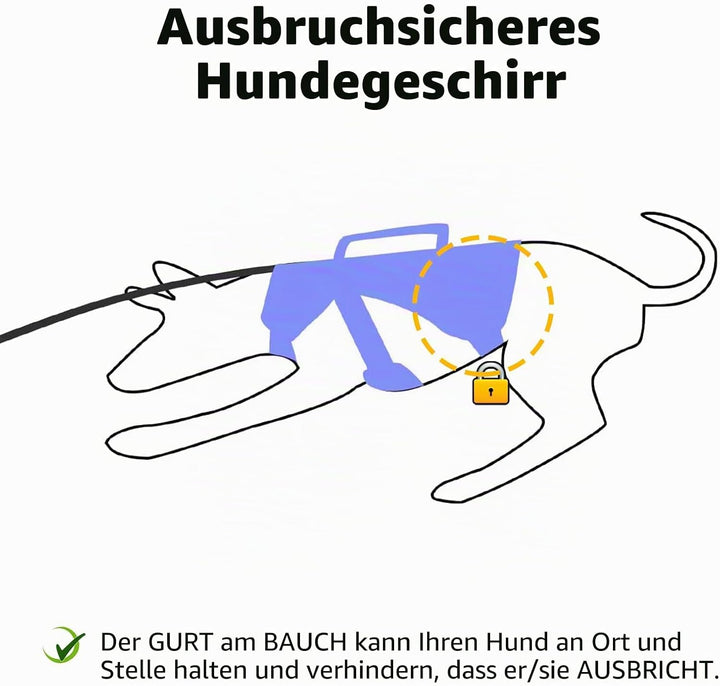 Huntboo Panikgeschirr für Hunde, Sicherheitsgeschirr Hund Ausbruchsicher, Vollständig Reflektierende